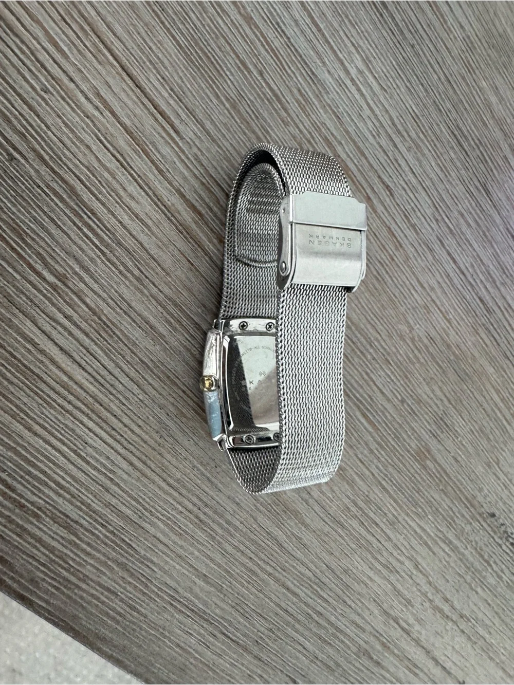 Skagen Silver Mesh Watch with Mother-of-Pearl Dial
